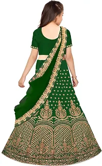 KRITIKA TEX Girl's Latest Rawsilk Semi-stitched lehenga choli and Dupatta set(Green, 6-7 Years)-thumb1