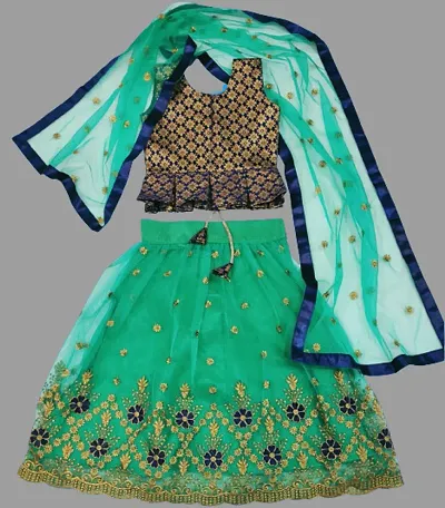 VANSH CREATION Girl's Silk Readymade lehenga choli | lehenga (2-15 yrs) girls lehenga? (4-5 Years, Rama)