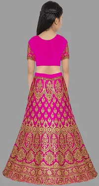 Kids Girls Lehenga Choli Embroidered Satin Fabric for Ethnic Occasions-thumb1