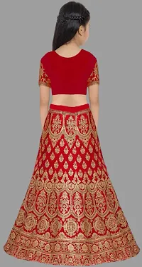 Kids Girls Lehenga Choli Embroidered Satin Fabric for Ethnic Occasions-thumb1