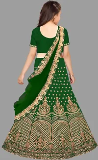 Kids Girls Lehenga Choli Embroidered Satin Fabric for Ethnic Occasions-thumb1