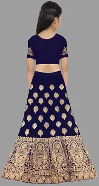 Kids Girls Lehenga Choli Embroidered Satin Fabric for Ethnic Occasions-thumb1