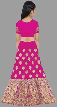 Kids Girls Lehenga Choli Embroidered Satin Fabric for Ethnic Occasions-thumb1