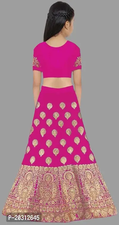 Kids Girls Lehenga Choli Embroidered Satin Fabric for Ethnic Occasions-thumb2