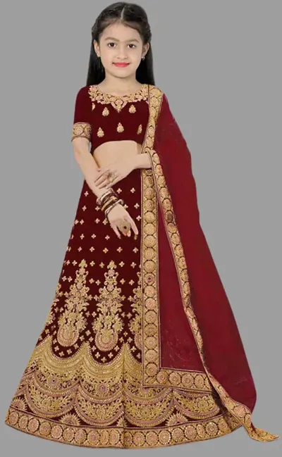 VANSH CREATION Girl's taffeta satin semi stitched lehenga choli (size: 4-15 years, 5 colours)