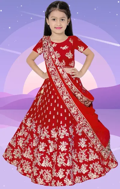 baby girls lehengha choli Semi-stitches (14-15 Years, red)