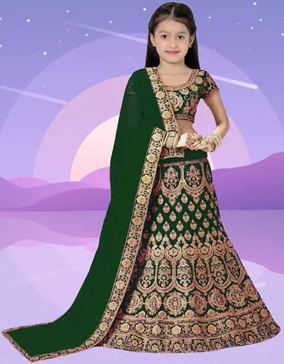 Embroidered Semi Stitched Lehenga Choli and Dupatta Set