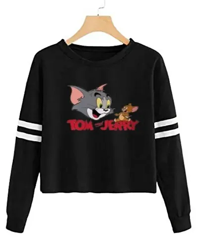 Trendy Regular Designer TOM-N-JERRY 100% Full Sleeve T-shirt for Women And Girls Pack of 1