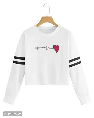 Trendy Regular Designer HEART-BEAT Printed 100% Cotton Full Sleeve T-shirt for Women And Girls Pack of 1