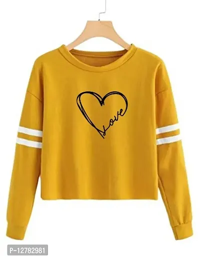 Stylish Designer HEART-LOVE Printed 100% Cotton Full Sleeve T-shirt for Women And Girls Pack of 1