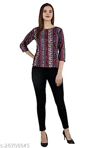 ELEVAJET Women's Casual Stylish Printed Regular Top Round Neck 3/4 Sleeve Top for Women & Girls, M-thumb2