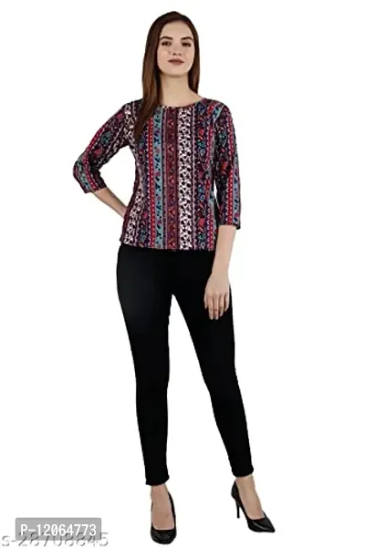 ELEVAJET Women's Casual Stylish Printed Regular Top Round Neck 3/4 Sleeve Top for Women & Girls, M-thumb3