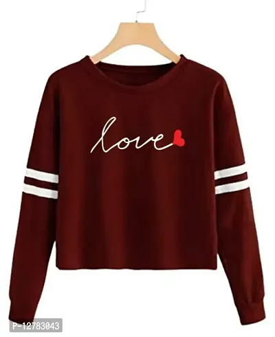 Stylish Designer LOVE-DIL Printed 100% Cotton Full Sleeve T-shirt for Women And Girls Pack of 1