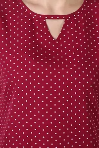 ELEVAJET Women's Casual Stylish Polka Dot Printed Regular Top V Cut Neck Short Sleeve Top for Women & Girls (Pack of 1_M Maroon)-thumb2