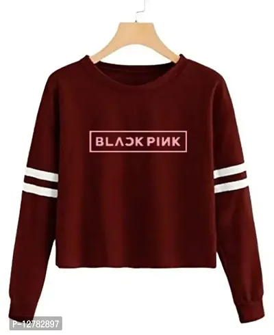 Stylish Designer BLACK PINK Printed 100% Cotton T-shirt for Women And Girls Pack of 1