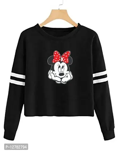 Stylish Designer SILENT MICKEY Printed 100% Cotton T-shirt For Women And Girls Pack of 1