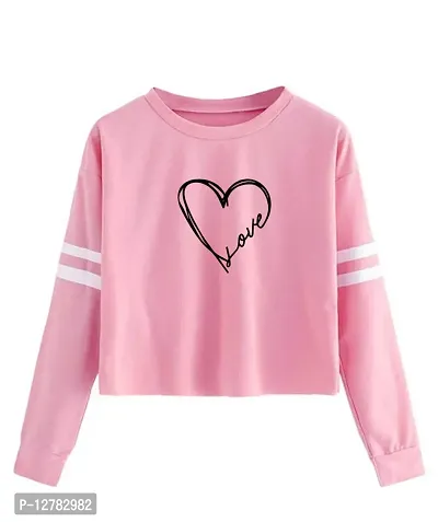 Stylish Designer HEART-LOVE Printed 100% Cotton Full Sleeve T-shirt for Women And Girls Pack of 1
