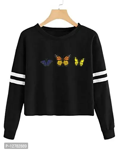 Stylish Designer THREE BUTTERFLY Printed 100% Cotton T-shirt for Women And Girls Pack of 1-thumb0