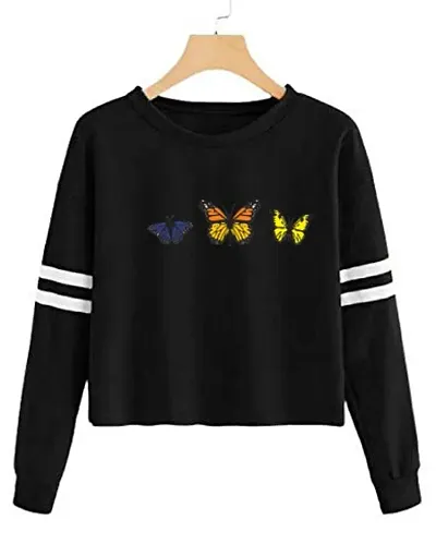 Stylish Designer THREE BUTTERFLY 100% T-shirt for Women And Girls Pack of 1