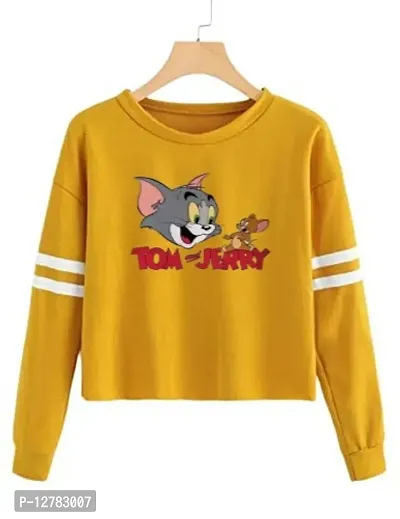 Trendy Regular Designer TOM-N-JERRY Printed 100% Cotton Full Sleeve T-shirt for Women And Girls Pack of 1