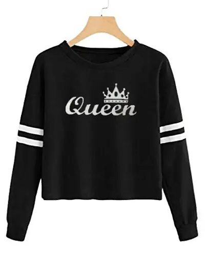 Stylish Designer QUEEN 100% Full Sleeve T-shirt for Women And Girls Pack of 1