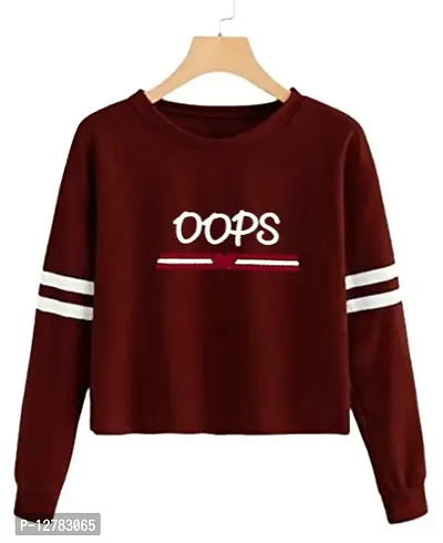 Stylish Designer OOPS Printed 100% Cotton Full Sleeve T-shirt for Women And Girls Pack of 1-thumb0