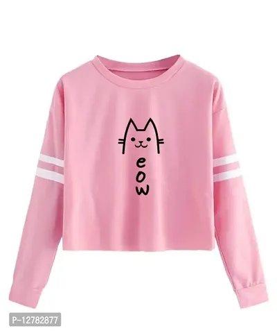 Stylish Designer CUTE MEOW Printed 100% Cotton T-shirt for Women And Girls Pack of 1