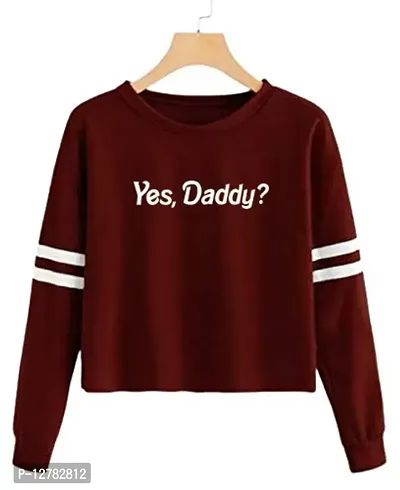 Stylish Designer YES DADDY Printed 100% Cotton T-shirt For Women And Girls Pack of 1-thumb0