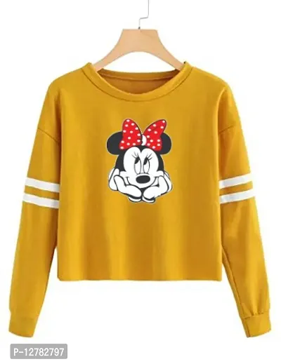 Stylish Designer SILENT MICKEY Printed 100% Cotton T-shirt For Women And Girls Pack of 1-thumb0