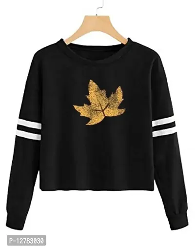 Stylish Designer LEAF Printed 100% Cotton Full Sleeve T-shirt for Women And Girls Pack of 1