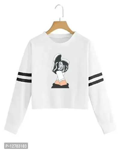 Stylish Designer SHOES Printed 100% Cotton Full Sleeve T-shirt for Women And Girls Pack of 1-thumb0