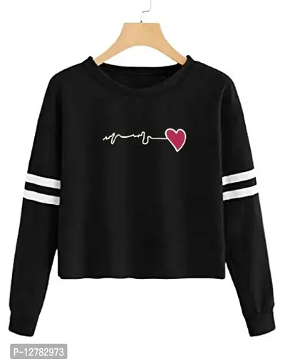 Trendy Regular Designer HEART-BEAT Printed 100% Cotton Full Sleeve T-shirt for Women And Girls Pack of 1-thumb0