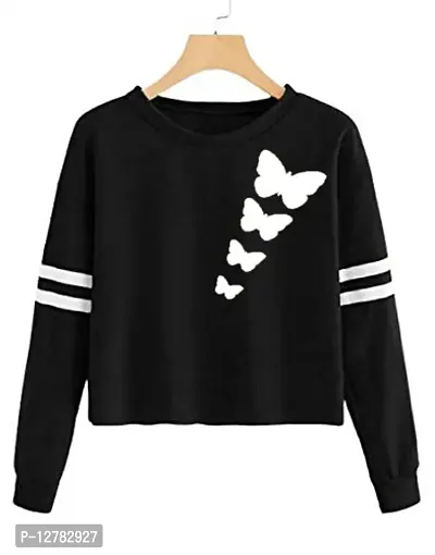 Stylish Designer BUTTERFLY Printed 100% Cotton T-shirt for Women And Girls Pack of 1-thumb0
