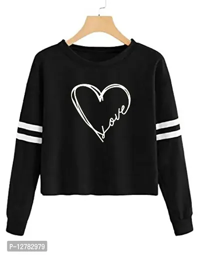 Stylish Designer HEART-LOVE Printed 100% Cotton Full Sleeve T-shirt for Women And Girls Pack of 1-thumb0