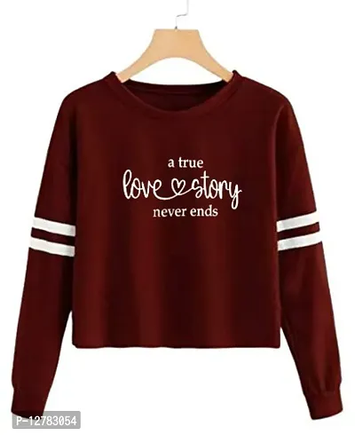 Stylish Designer LOVE-STORY Printed 100% Cotton Full Sleeve T-shirt for Women And Girls Pack of 1