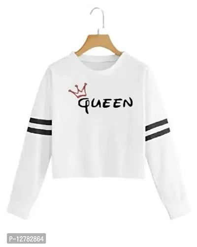Stylish Designer QUEEN Printed 100% Cotton T-shirt for Women And Girls Pack of 1-thumb0