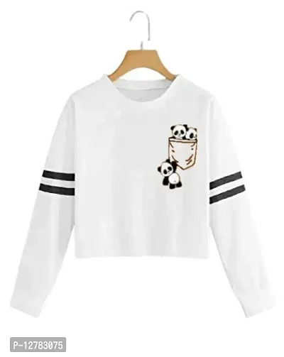 Stylish Designer PKT-PANDA Printed 100% Cotton Full Sleeve T-shirt for Women And Girls Pack of 1