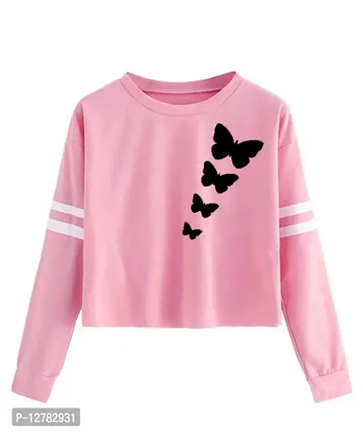 Stylish Designer BUTTERFLY Printed 100% Cotton T-shirt for Women And Girls Pack of 1