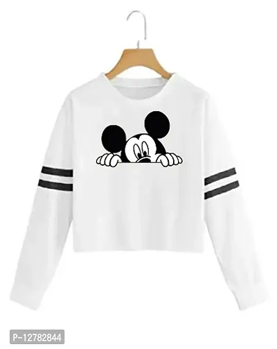 Stylish Designer HALF-MICKY Printed 100% Cotton T-shirt for Women And Girls Pack of 1-thumb0