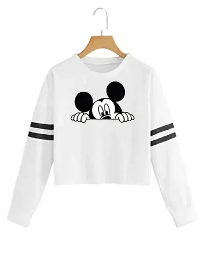 Stylish Designer SIDE MICKEY 100% T-shirt For Women And Girls Pack of 1