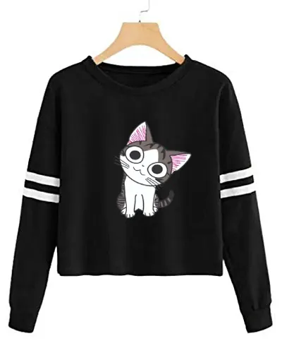 Stylish Designer CAT 100% Full Sleeve T-shirt for Women And Girls Pack of 1