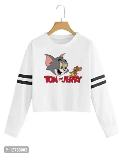Trendy Regular Designer TOM-N-JERRY Printed 100% Cotton Full Sleeve T-shirt for Women And Girls Pack of 1-thumb0
