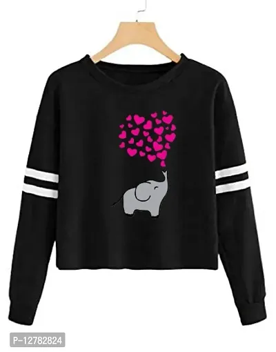 Stylish Designer ELEPHANT Printed 100% Cotton T-shirt for Women And Girls Pack of 1-thumb0
