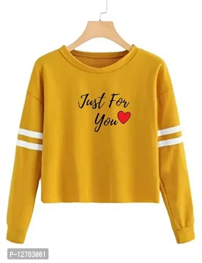 Stylish Designer JUSTFORYOU Printed 100% Cotton Full Sleeve T-shirt for Women And Girls Pack of 1-thumb0