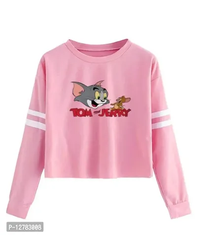 Trendy Regular Designer TOM-N-JERRY Printed 100% Cotton Full Sleeve T-shirt for Women And Girls Pack of 1-thumb0