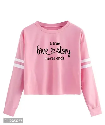 Stylish Designer LOVE-STORY Printed 100% Cotton Full Sleeve T-shirt for Women And Girls Pack of 1