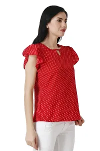 Women and Girl Casual Stylish Crepe Polka Dot Printed Regular Top-thumb1