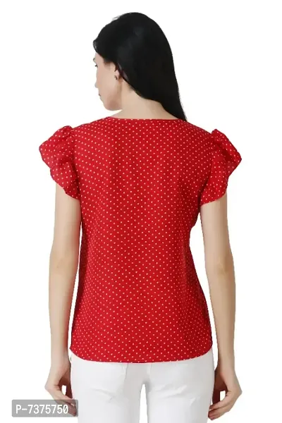 Women and Girl Casual Stylish Crepe Polka Dot Printed Regular Top-thumb4