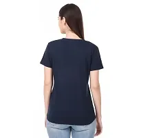 Stylish Black Cotton Printed Round Neck T-Shirts For Women-thumb2