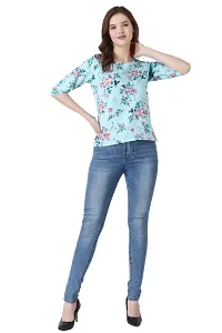 Stylish Floral Printed Regular Top Round Neck 3/4 Sleeve Top for Women (Pack of 1)-thumb1